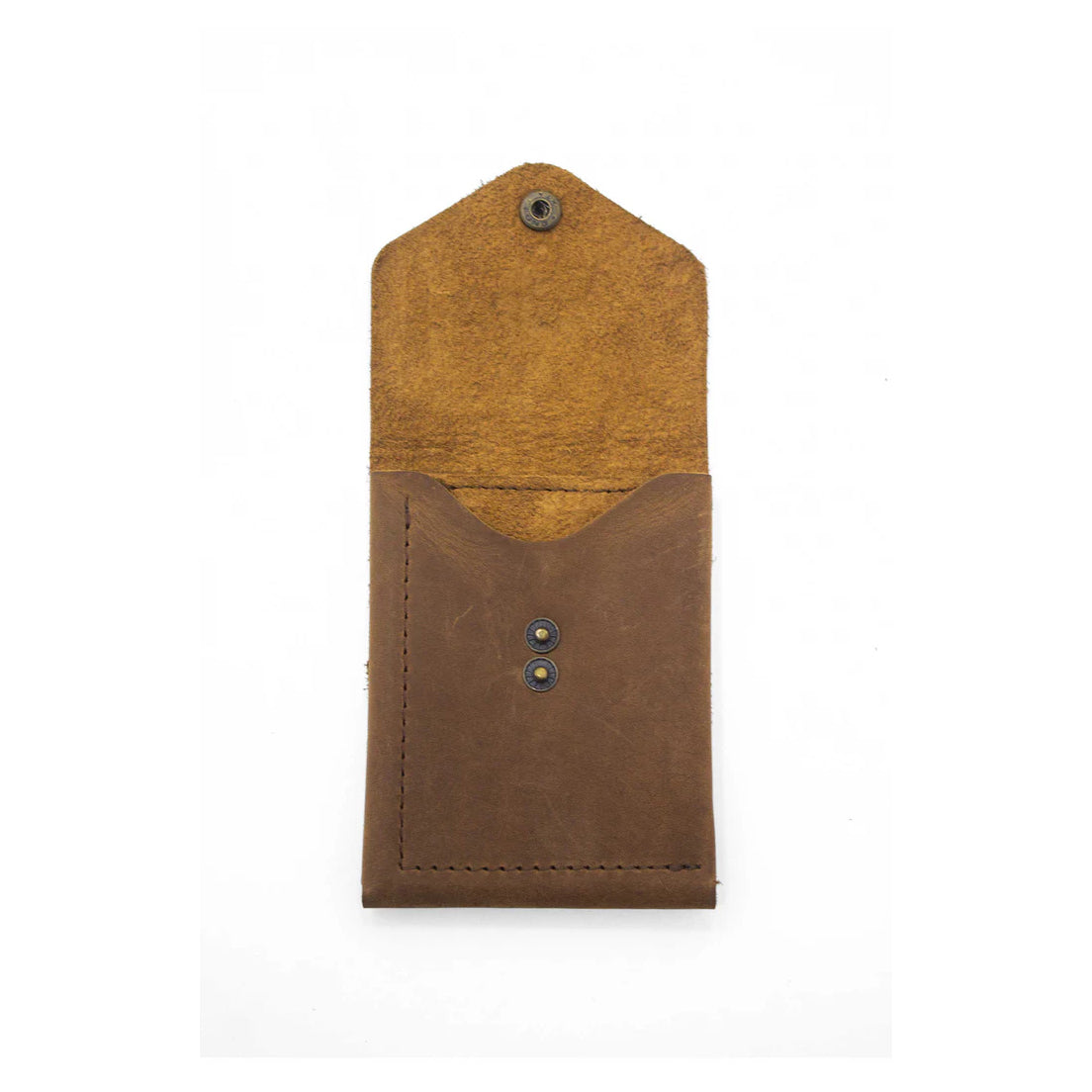 Men's Brown Minimalist Leather Wallet With a Center Vertical Slot