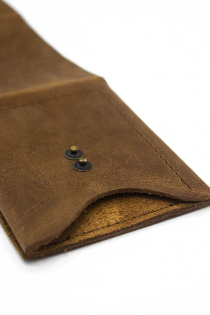 Men's Brown Minimalist Leather Wallet With a Center Vertical Slot