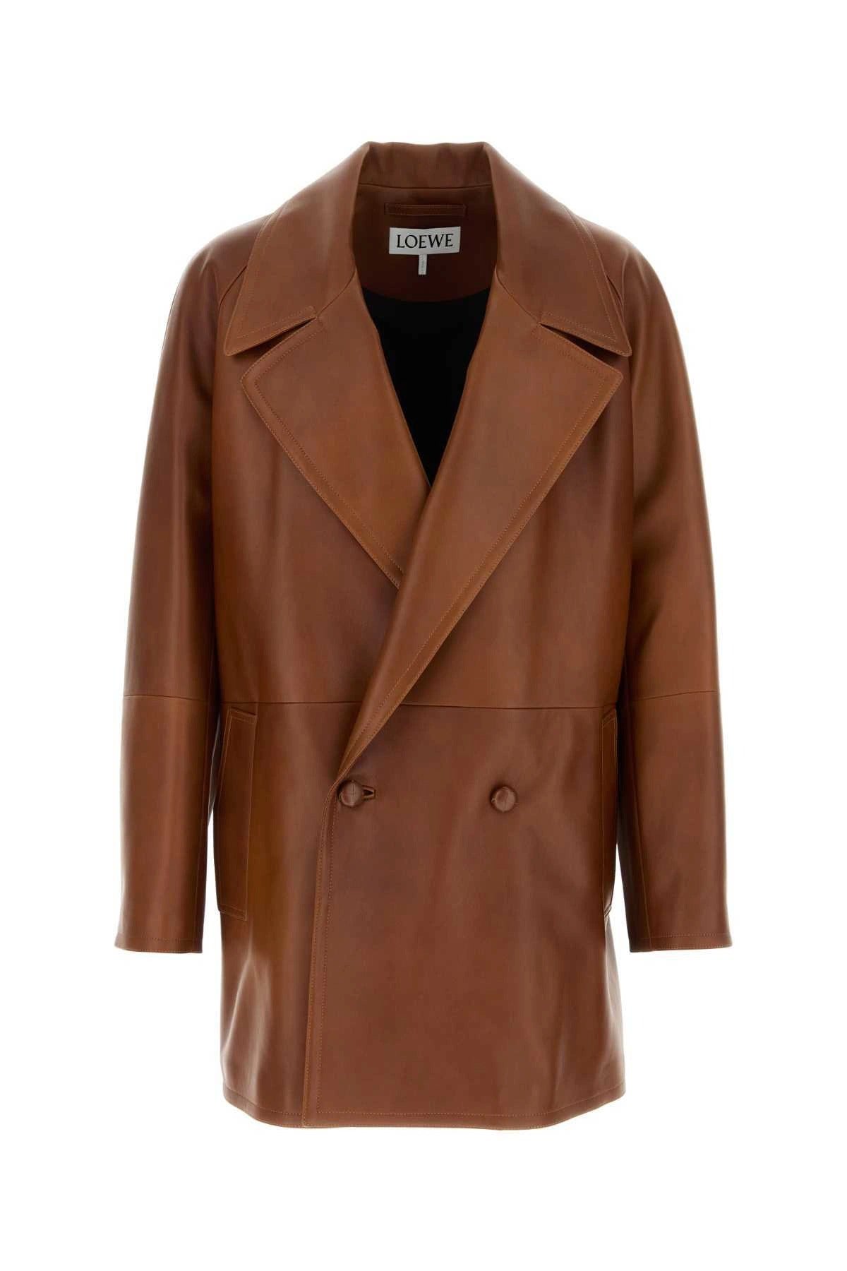 Men's Brown Nappa Leather Trench Coat
