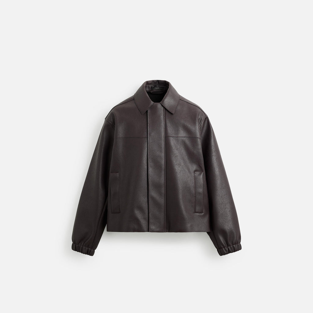 Men's Brown Relaxed Fit Leather Jacket