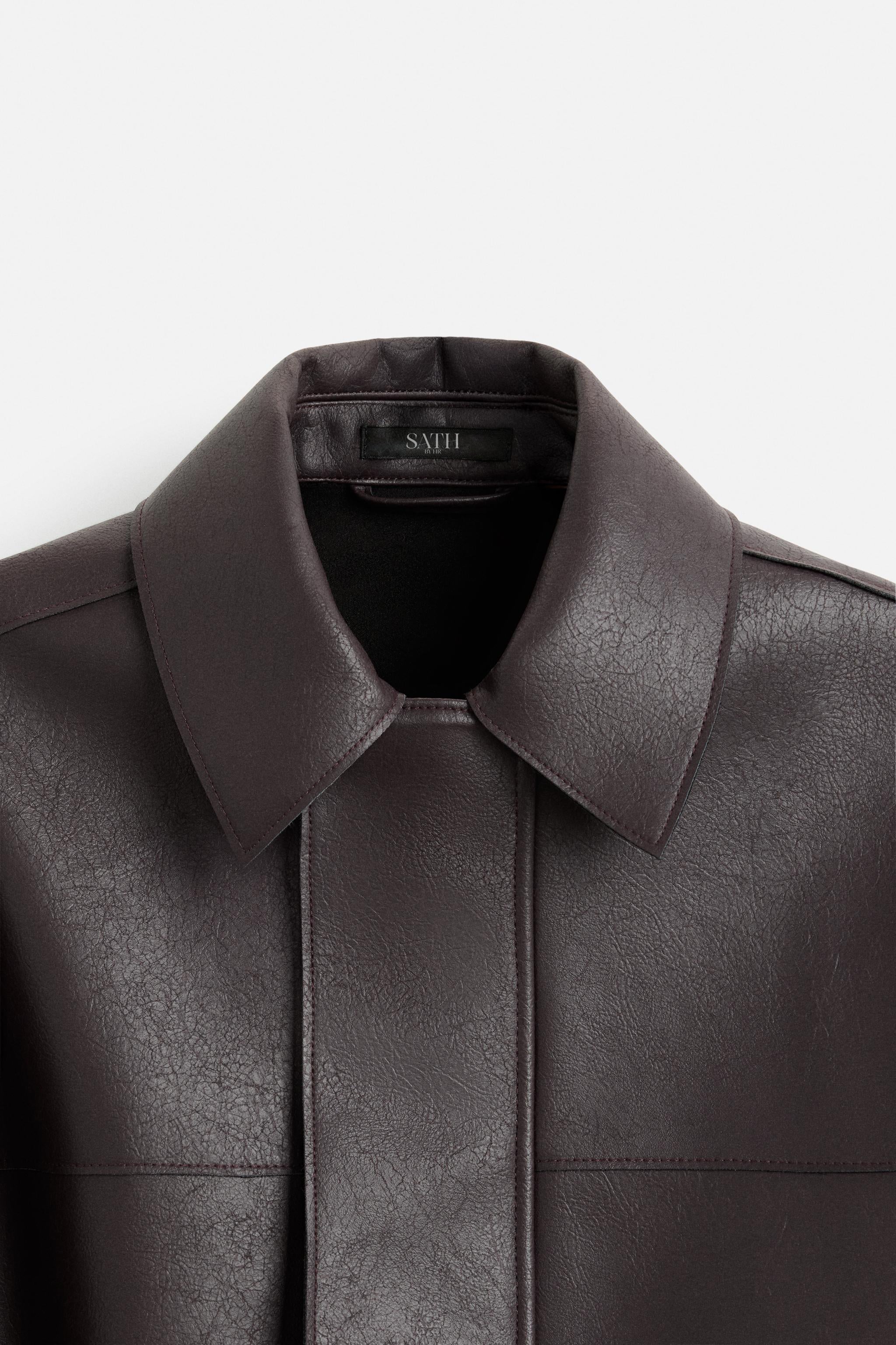 Men's Brown Relaxed Fit Leather Jacket