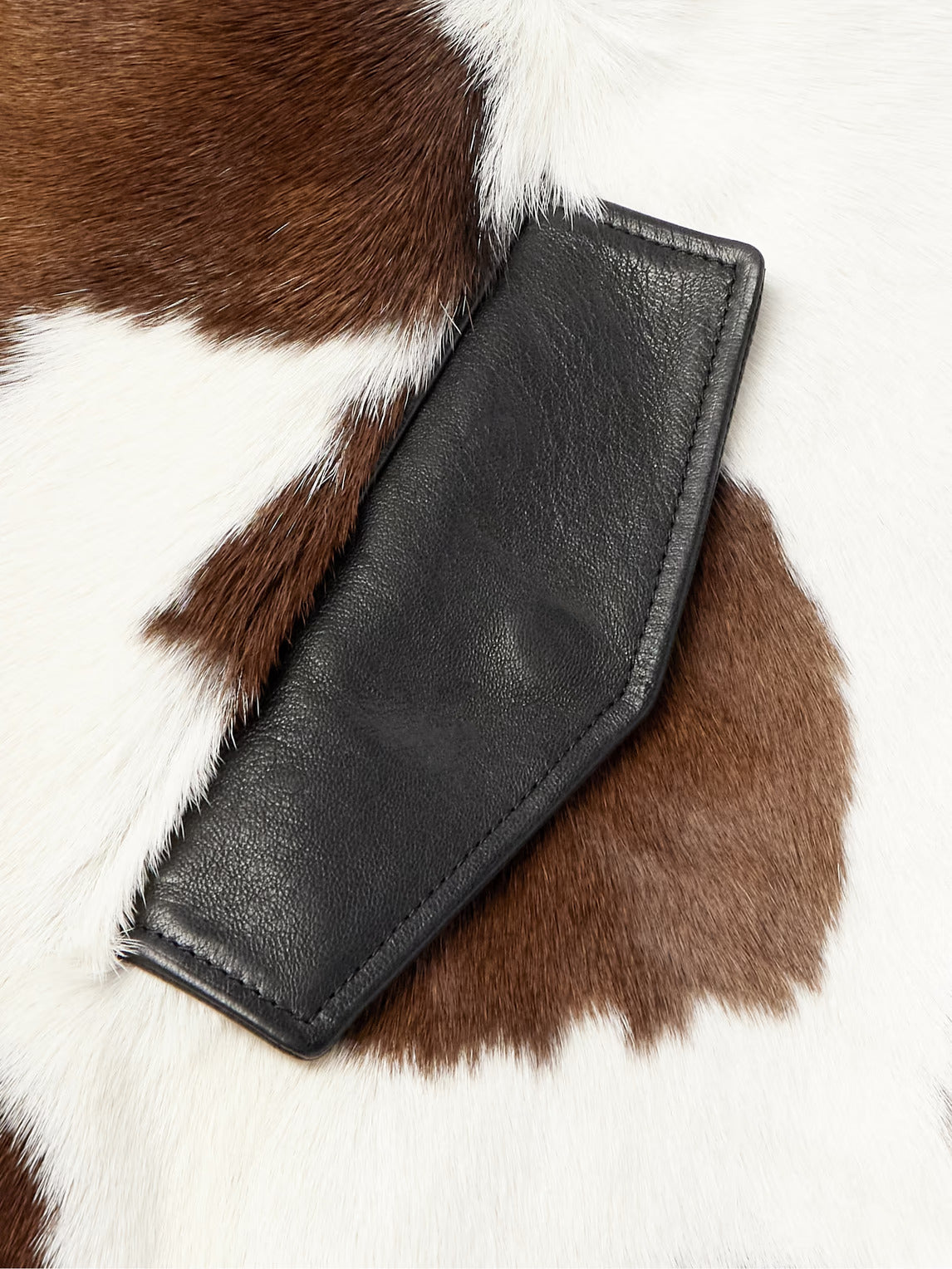 Men's Brown Slim Fit Belted Cow Print Calf Hair Leather Jacket