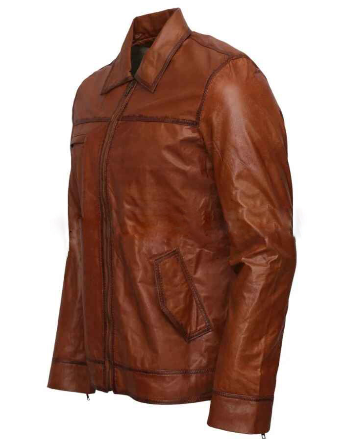 Men's Brown Waxed Leather Jacket