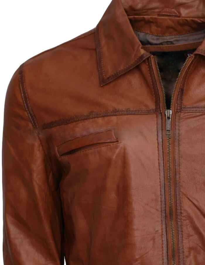 Men's Brown Waxed Leather Jacket