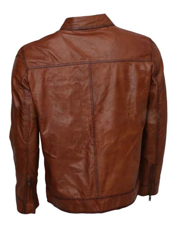 Men's Brown Waxed Leather Jacket