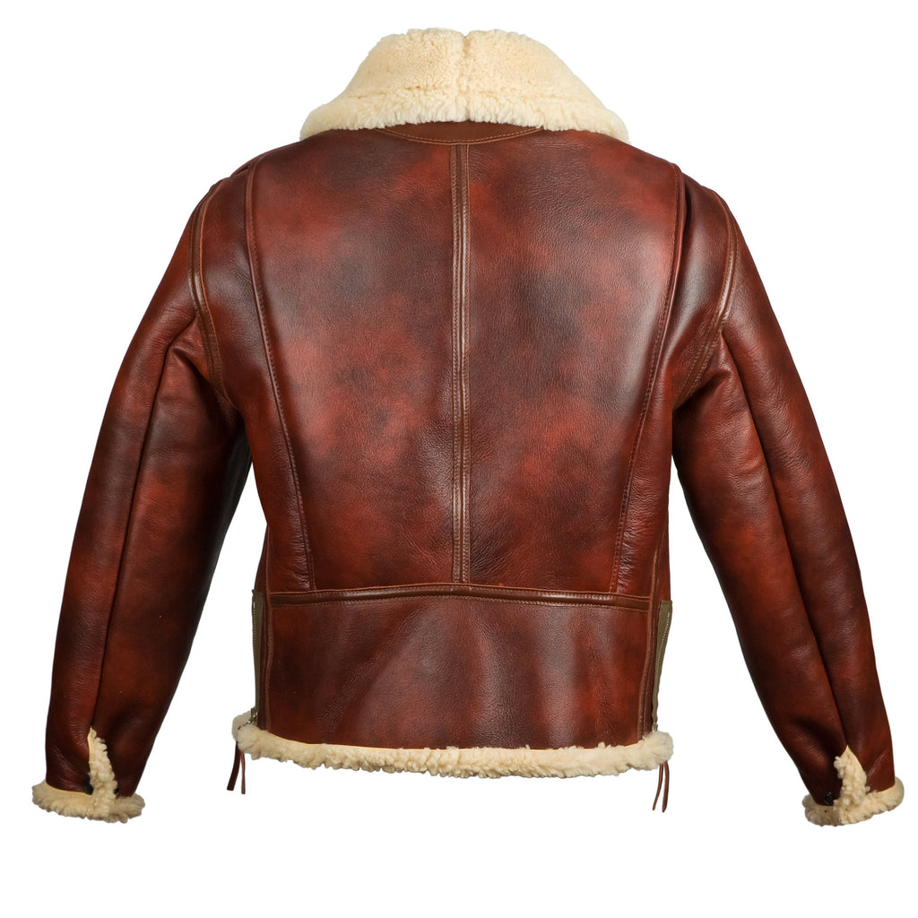 Men's Slim Fitted Fur & Shearling Leather Jacket With White Fur