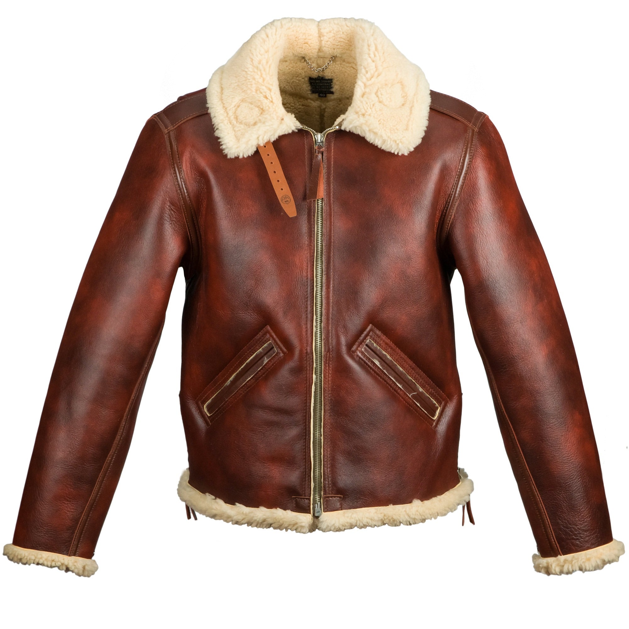 Men's Slim Fitted Fur & Shearling Leather Jacket With White Fur