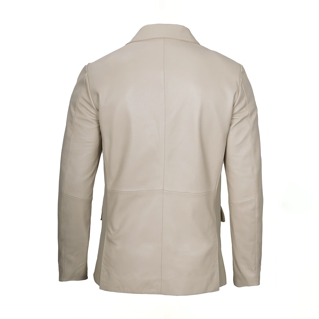 Men's Button Down Beige Leather Blazer