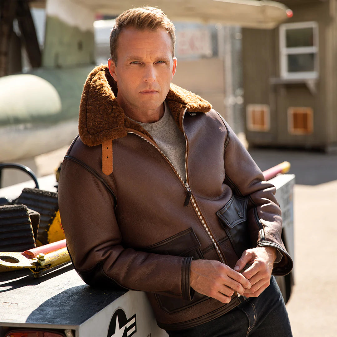 Men's C44 Sheepskin Flight Fur Leather Jacket