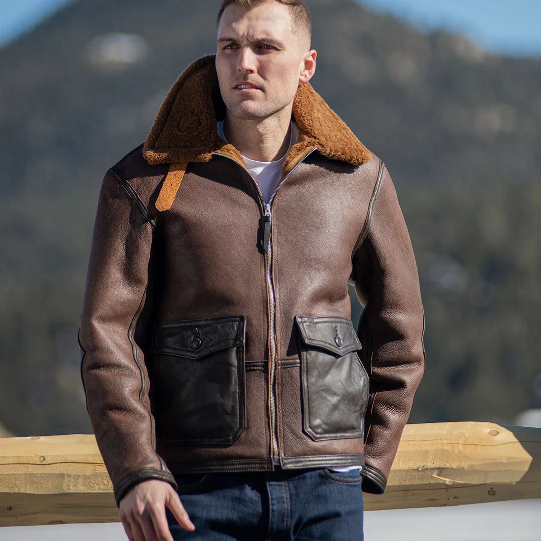 Men's C44 Sheepskin Flight Fur Leather Jacket