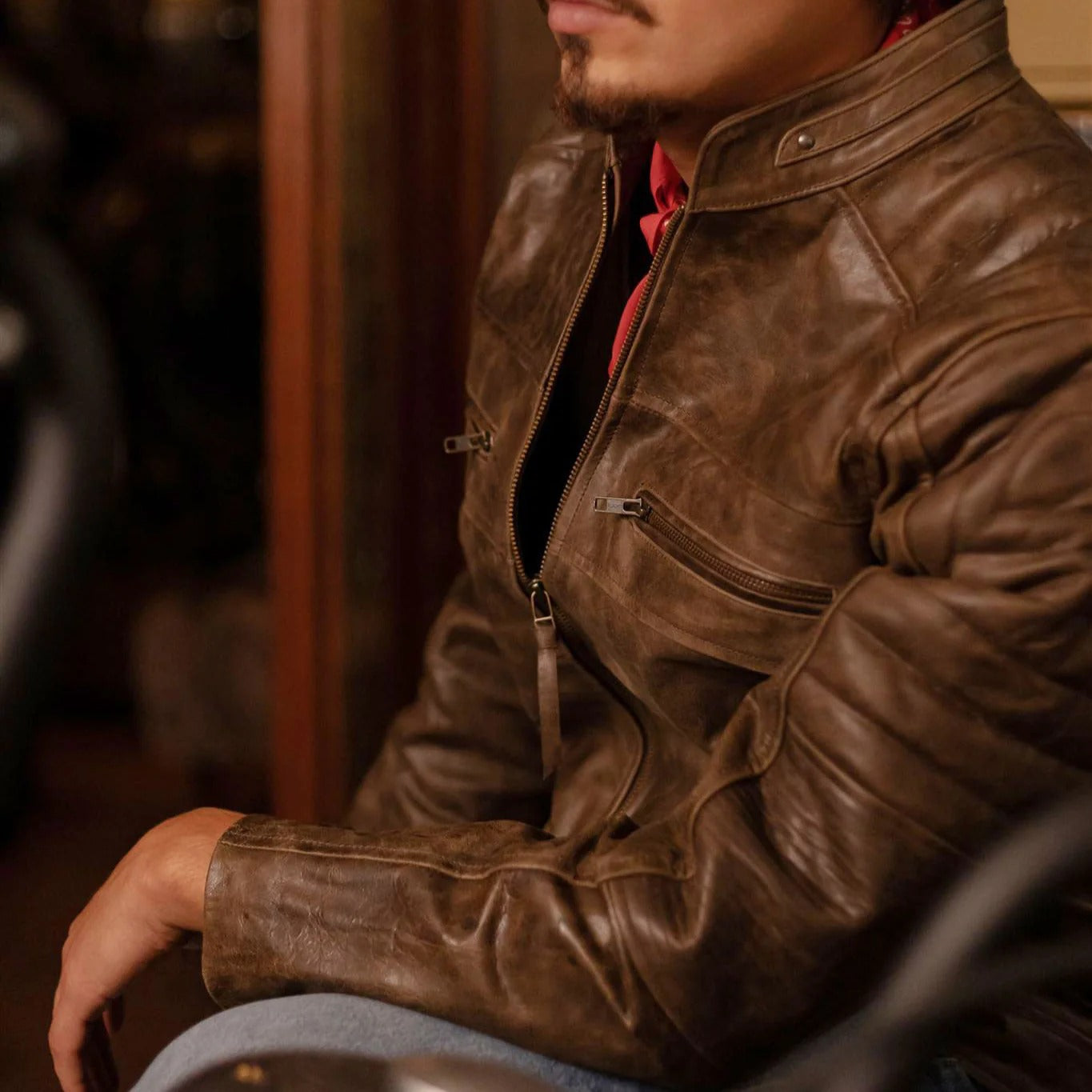 Men's Cafe Racer Leather Jacket