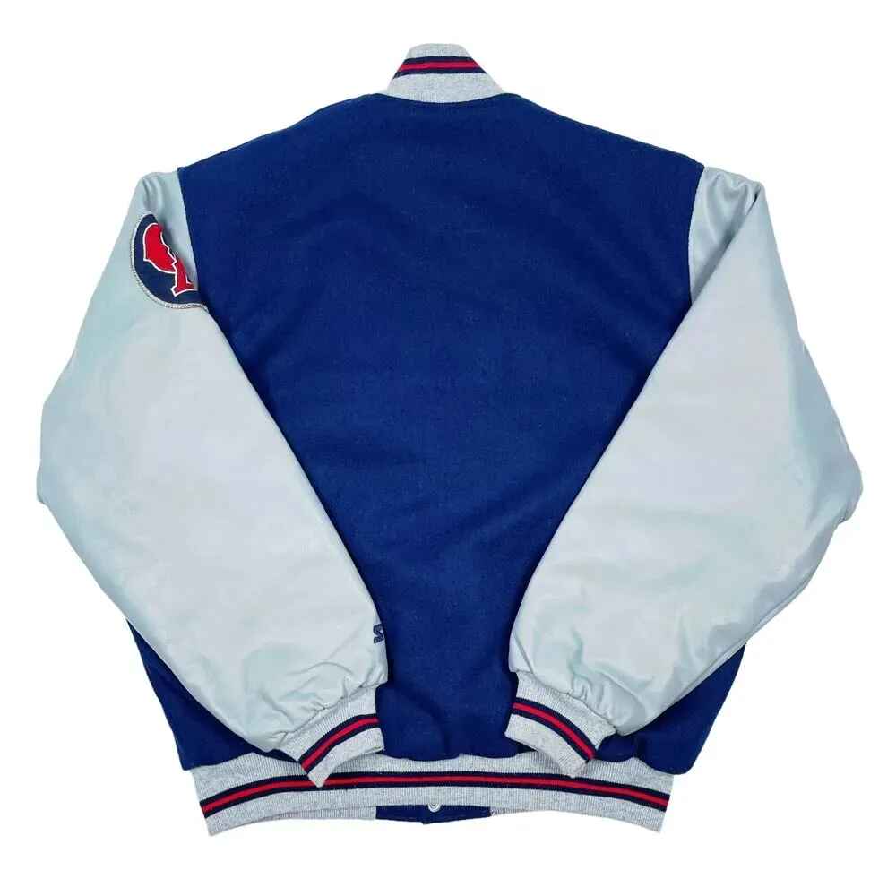 Men's California Angels Blue and Leather Varsity Jacket
