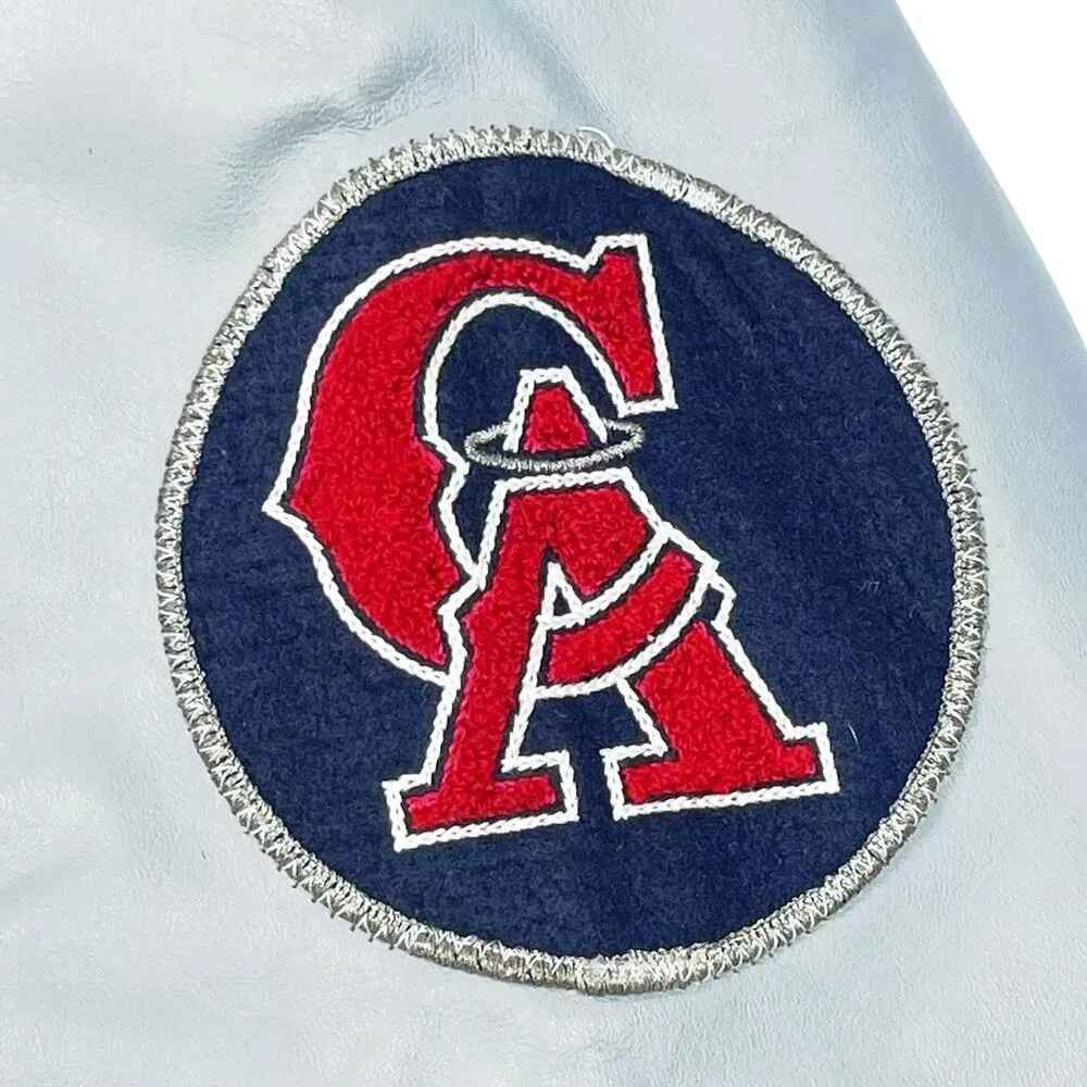 Men's California Angels Blue and Leather Varsity Jacket