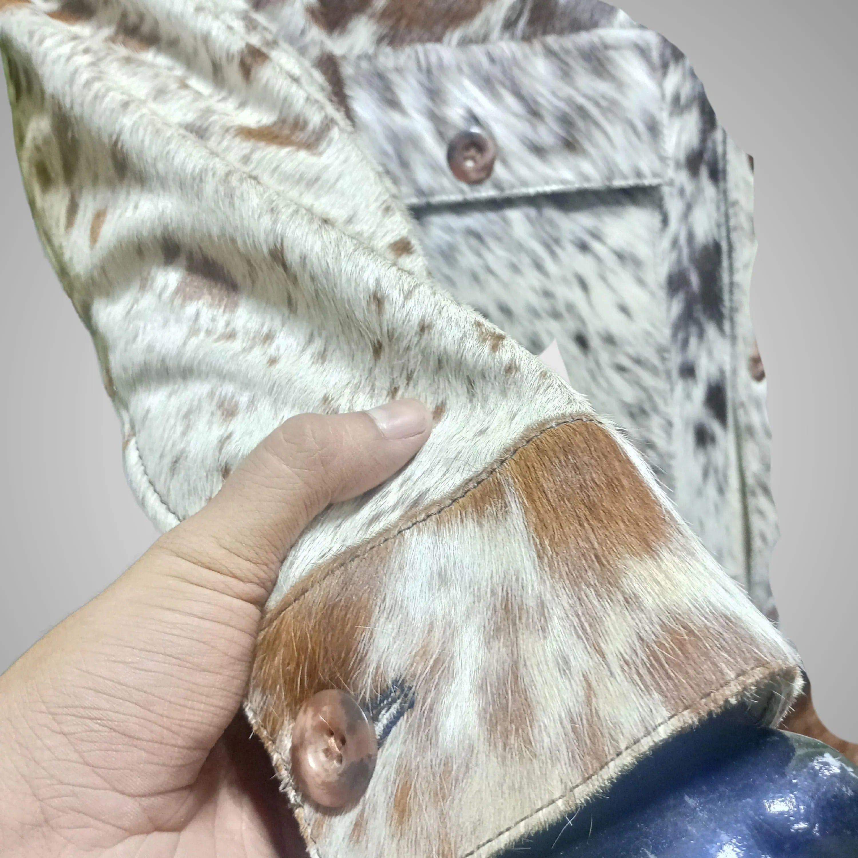 Men’s Casual Cowhide Leather Cow Hair Western Jacket