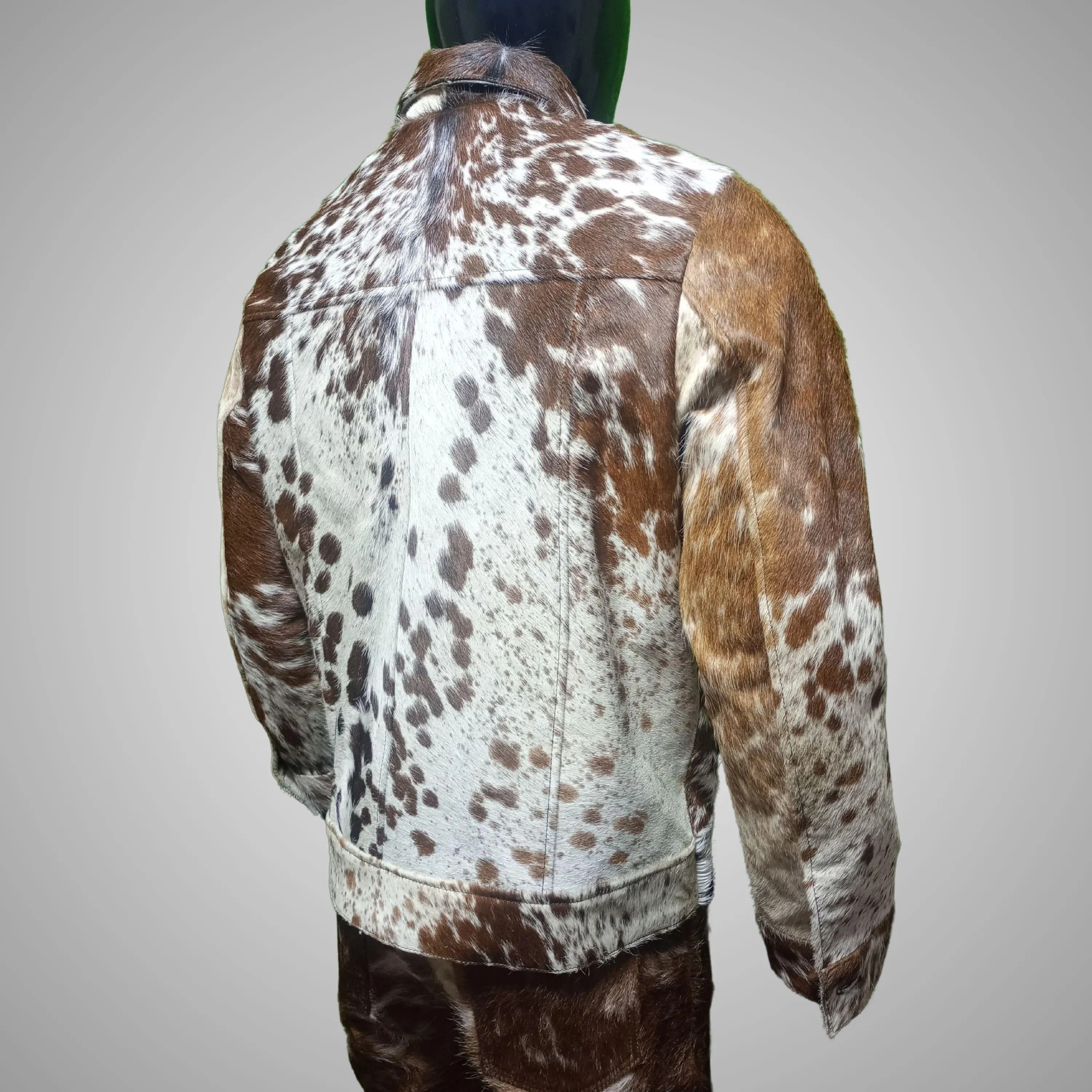 Men’s Casual Cowhide Leather Cow Hair Western Jacket
