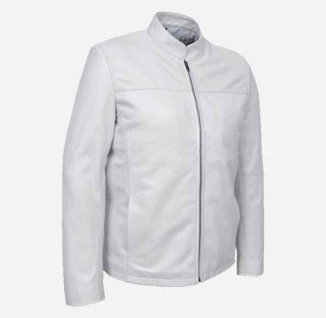 Men's Black & White Casual Style Leather Jacket