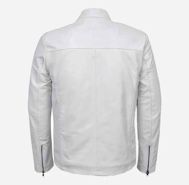 Men's Black & White Casual Style Leather Jacket