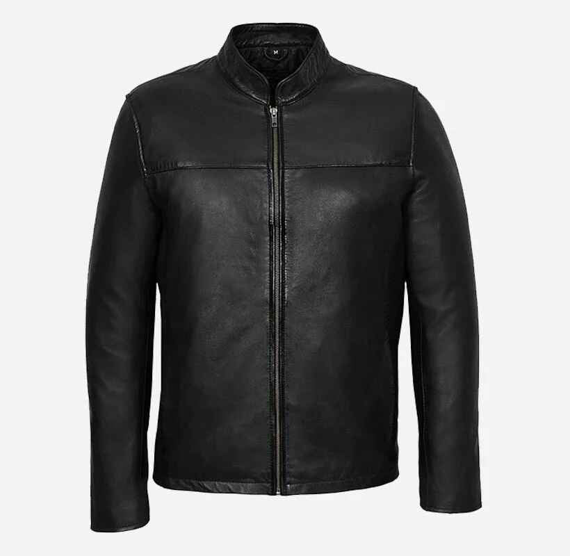 Men's Black & White Casual Style Leather Jacket