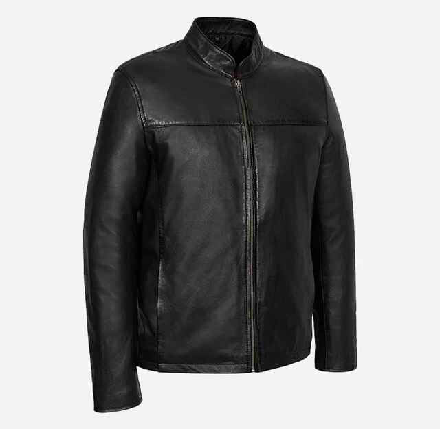 Men's Black & White Casual Style Leather Jacket
