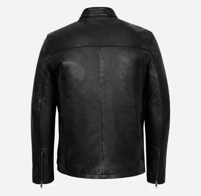 Men's Black & White Casual Style Leather Jacket