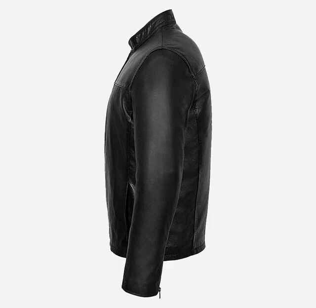 Men's Black & White Casual Style Leather Jacket