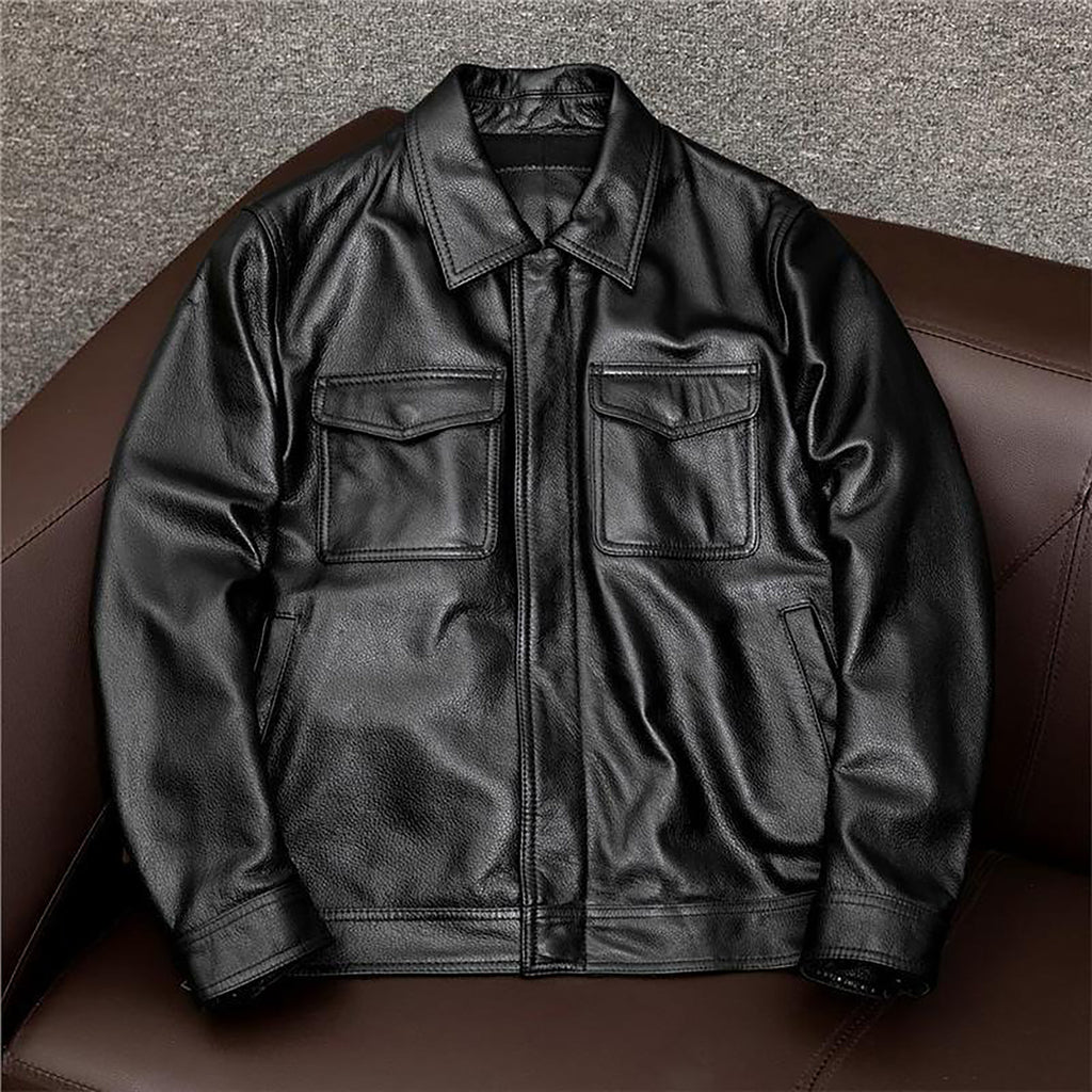 Men's Collar Trendy Leather Jacket