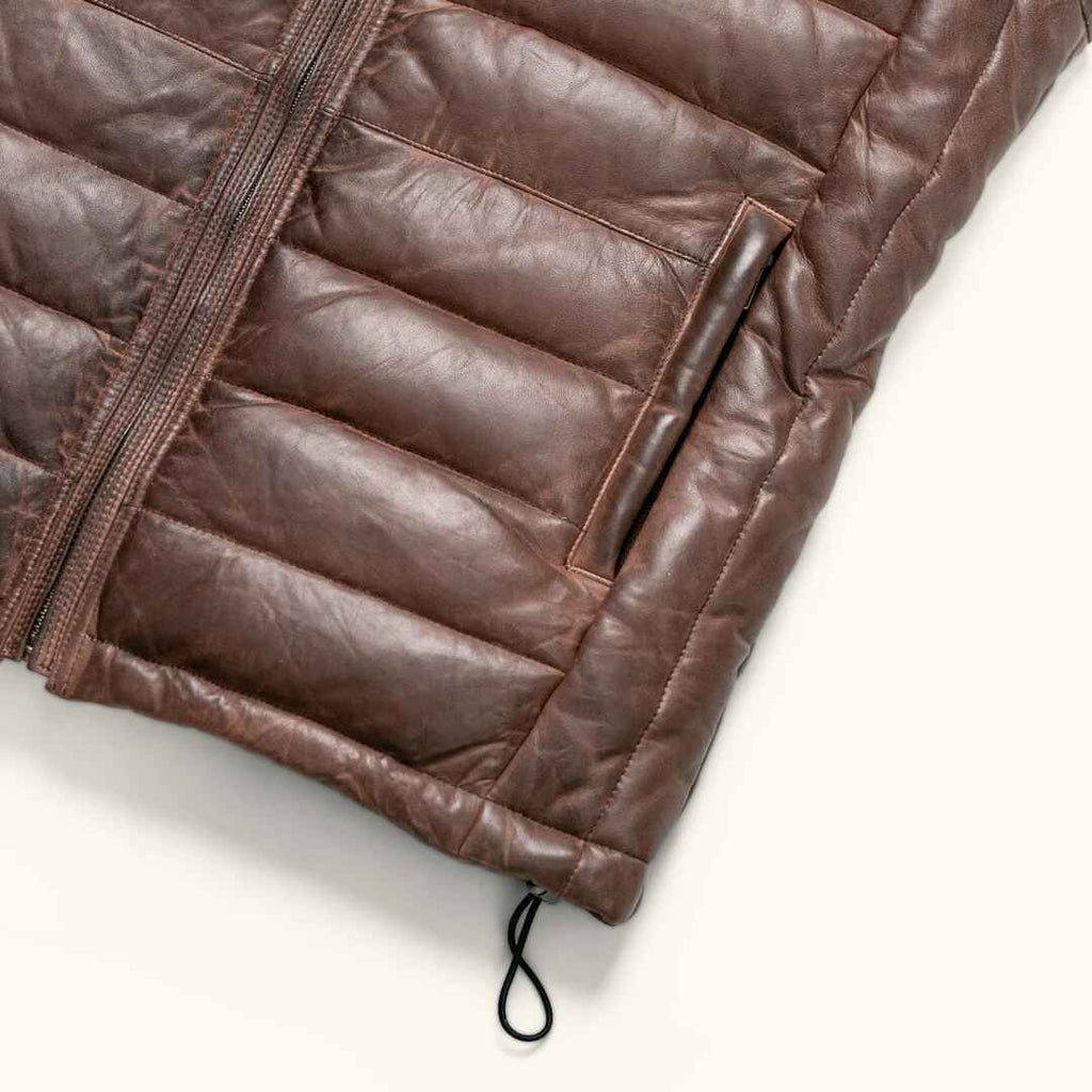 Men's Dark Brown Bridger Leather Down Vest