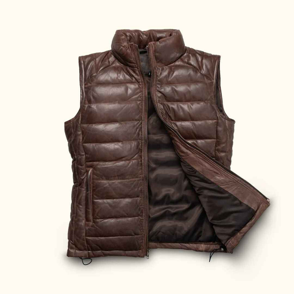 Men's Dark Brown Bridger Leather Down Vest