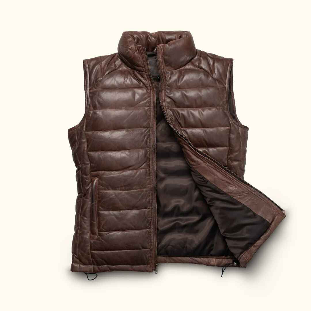 Men's Dark Brown Bridger Leather Down Vest