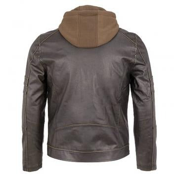 Men's Dark Brown Hooded Leather Jacket
