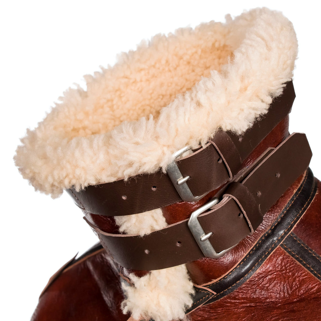 Men's Dark Brown with White Fur Shearling Leather Jacket