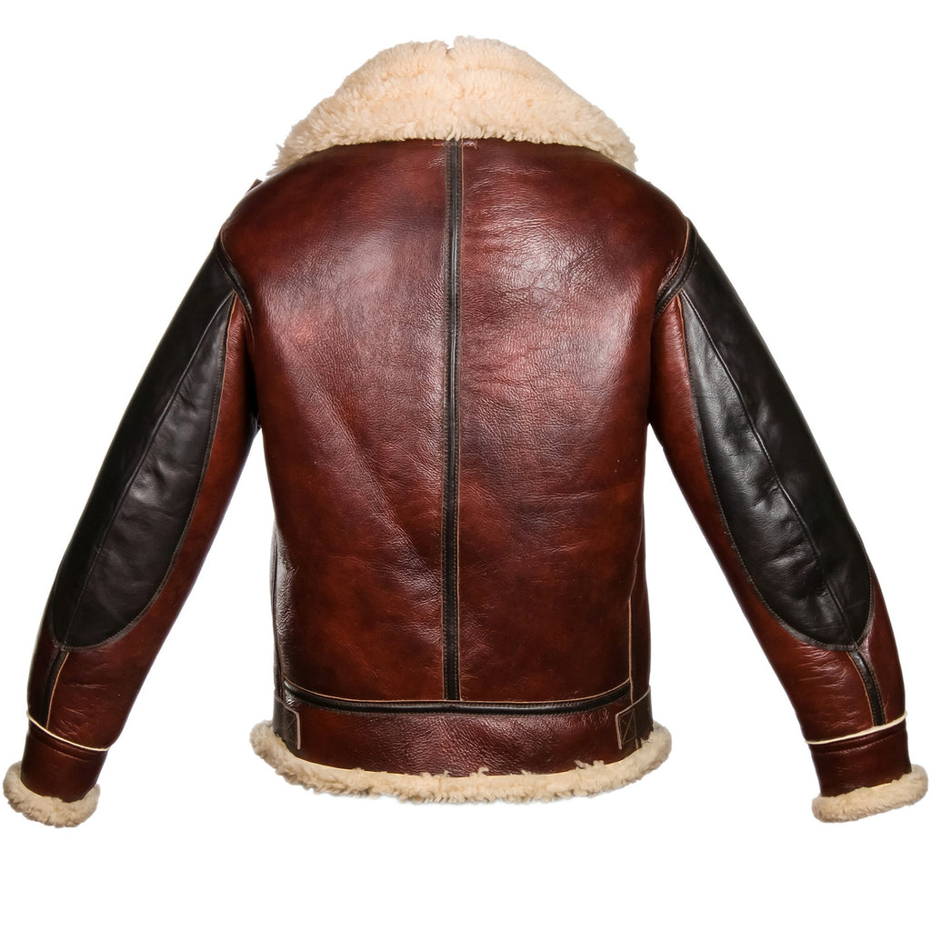 Men's Dark Brown with White Fur Shearling Leather Jacket