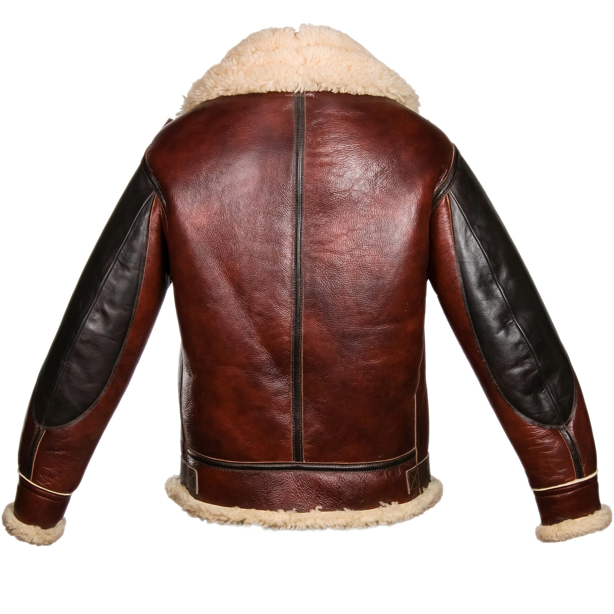 Men's Dark Brown with White Fur Shearling Leather Jacket
