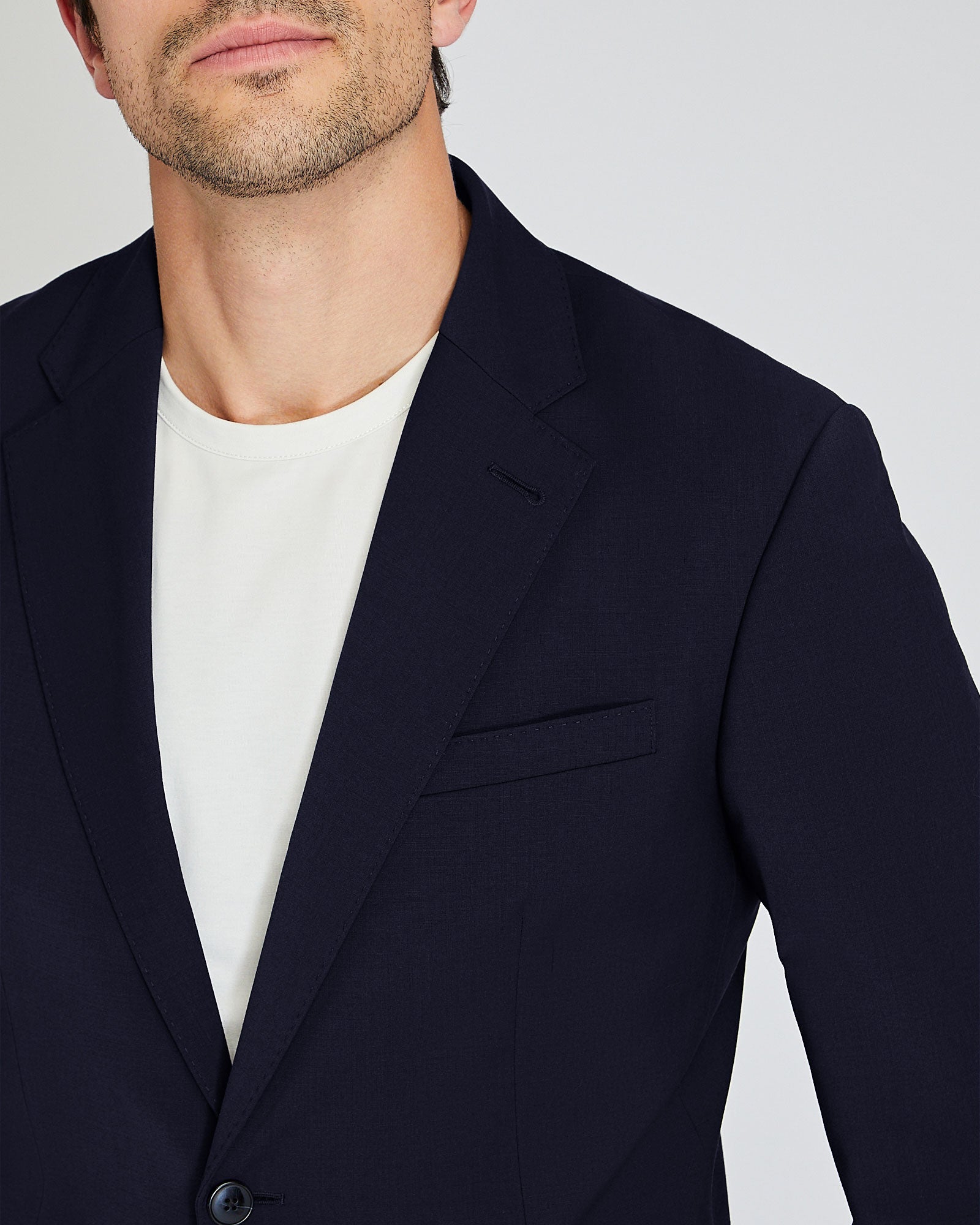 Men's Dark Navy Blue Slim Fit Two Button Blazer