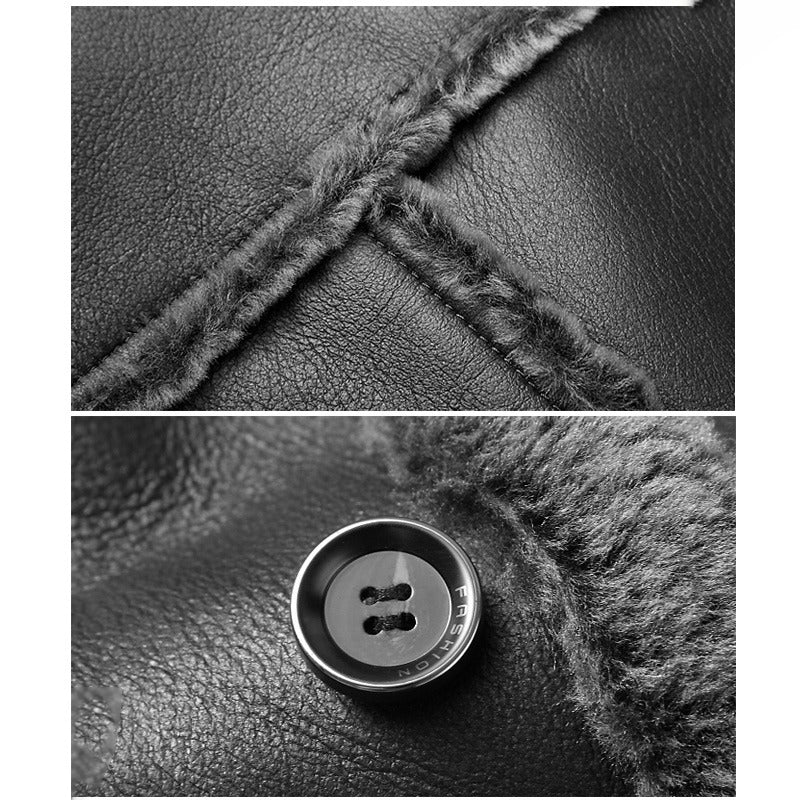 Men's Designer Black Shearling Sheepskin Coat