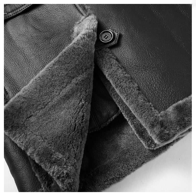 Men's Designer Black Shearling Sheepskin Coat
