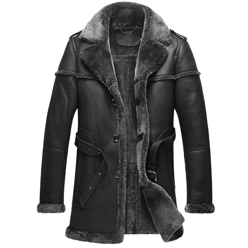 Men's Designer Black Shearling Sheepskin Coat