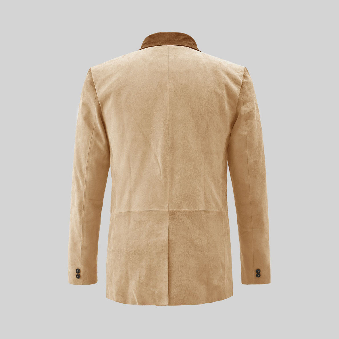 Men's Double Breasted Beige Suede Hampton Leather Blazer