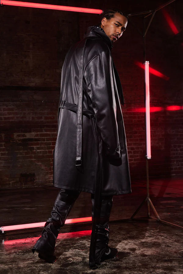 Men's Feeling Risky Double Breasted Leather Trench Coat