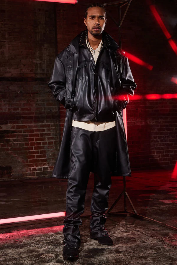 Men's Feeling Risky Double Breasted Leather Trench Coat