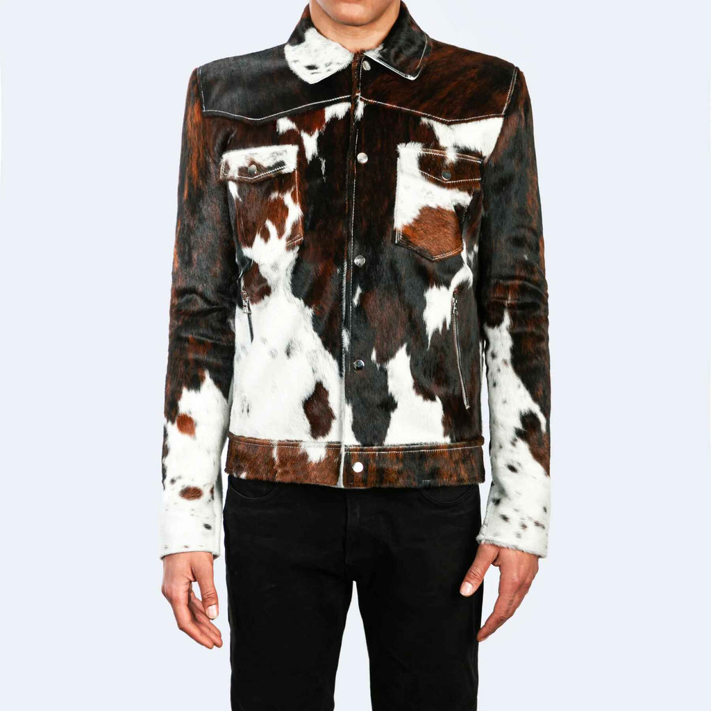 Men's Frederick Two Front Pockets Cow Hide Leather Jacket