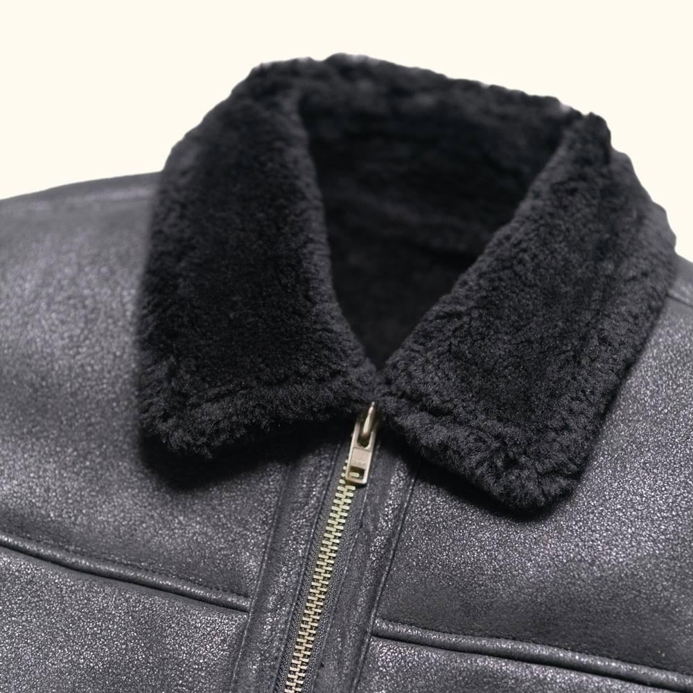 Men's Fur & Shearling Leather Jacket Black