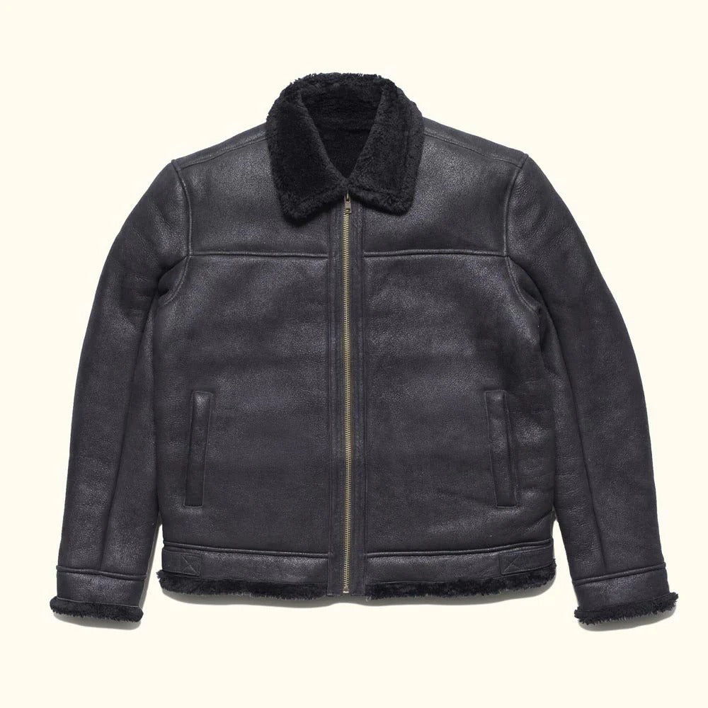 Men's Fur & Shearling Leather Jacket Black