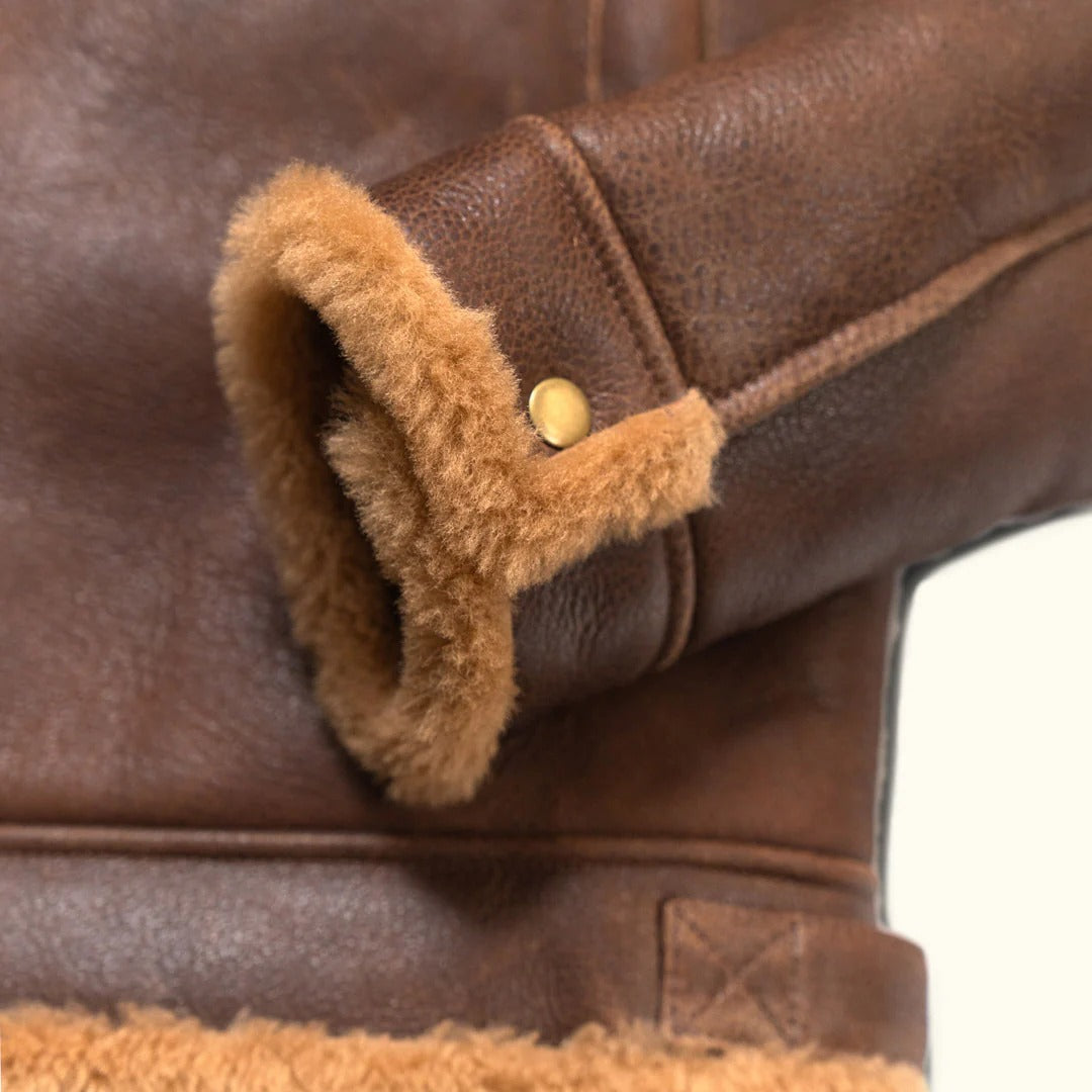 Men's Fur & Shearling Leather Jacket Brown