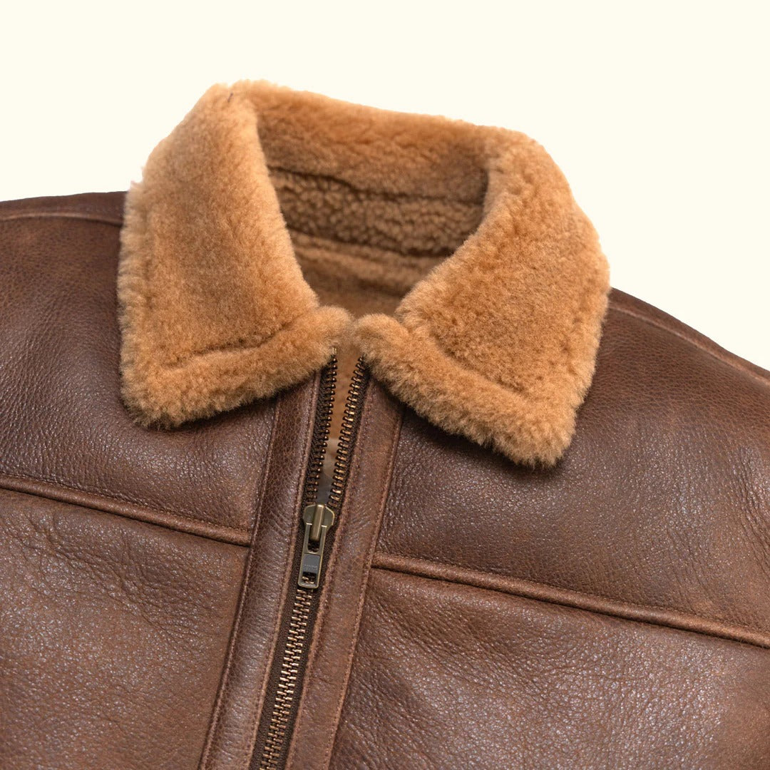 Men's Fur & Shearling Leather Jacket Brown