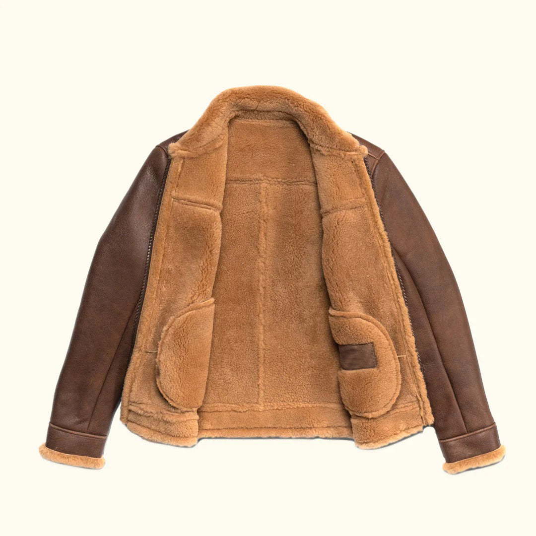 Men's Fur & Shearling Leather Jacket Brown