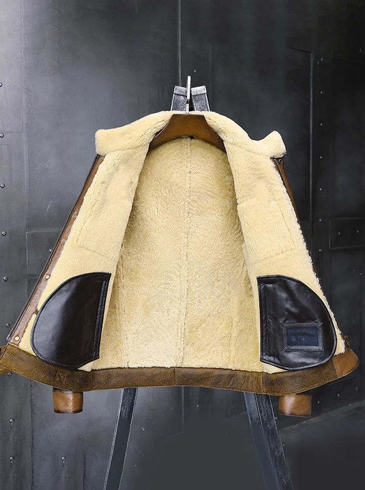 Men's Fur & Shearling Leather Jacket in Brown