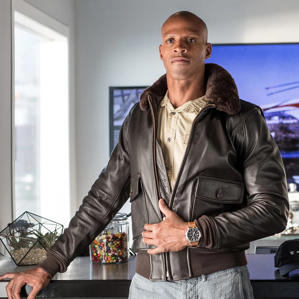 Men's G-1 Flight Jacket with Removable Collar LONG/TALL