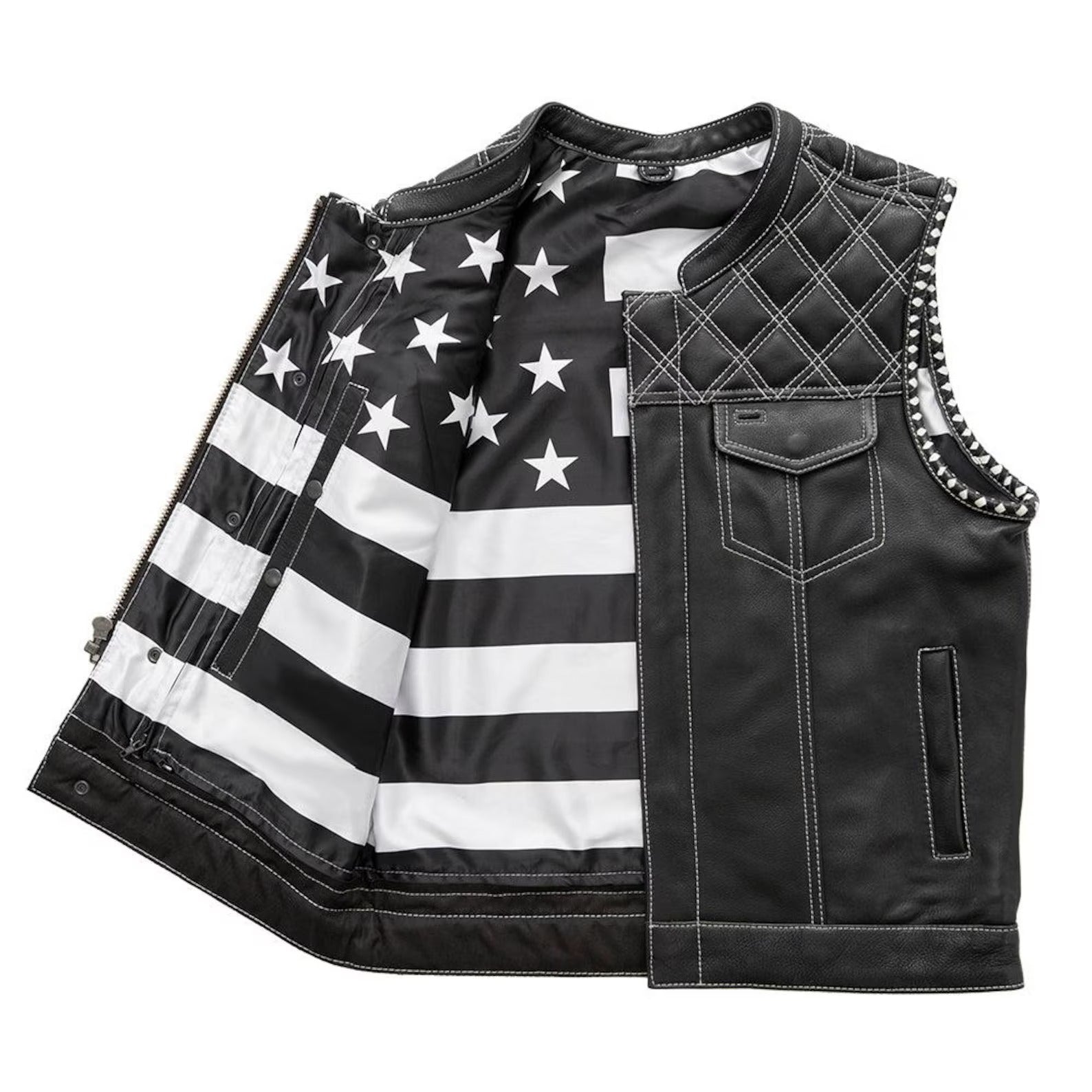 Men's Genuine Cowhide Leather Motorcycle Vest