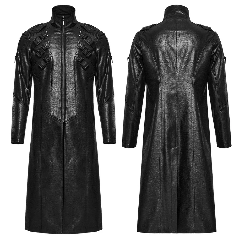 Men's Gothic Leather Cyberpunk Trench Coat
